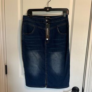 Allegra K Dark Blue Denim Pencil Skirt